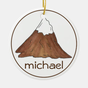 Mountain Peak Climbing Hiking Camping Mountaineer Ceramic Tree Decoration