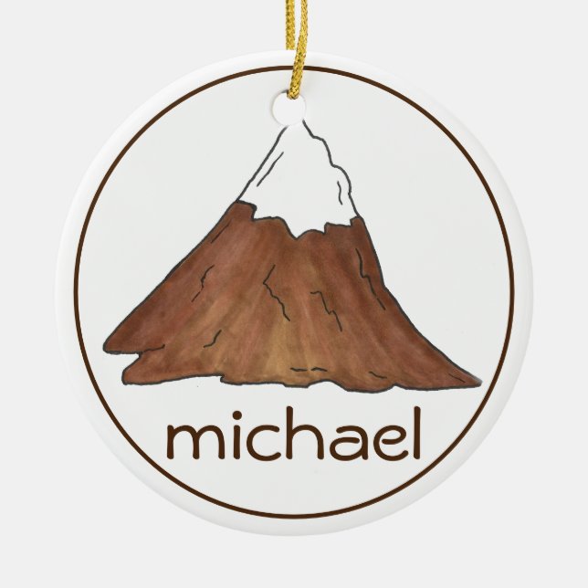 Mountain Peak Climbing Hiking Camping Mountaineer Ceramic Tree Decoration (Front)