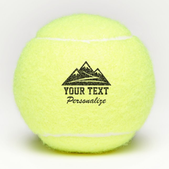 Mountain peak logo custom name printed tennis ball (Front)