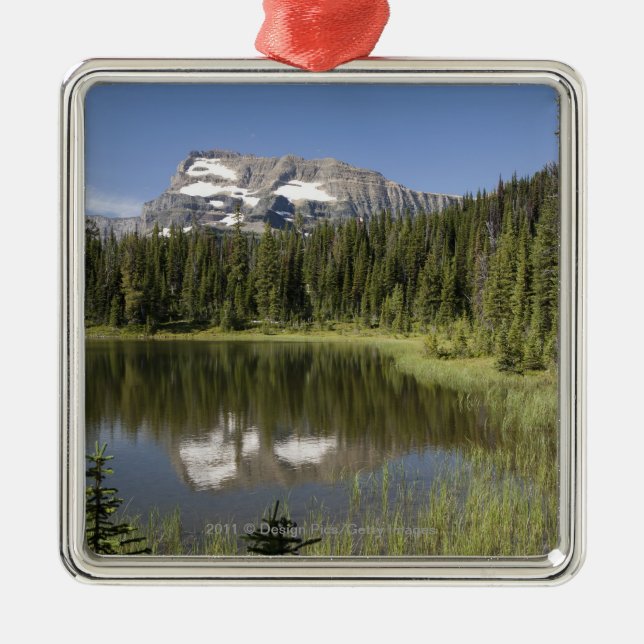 Mountain Peak Reflected In A Lake Metal Tree Decoration (Front)