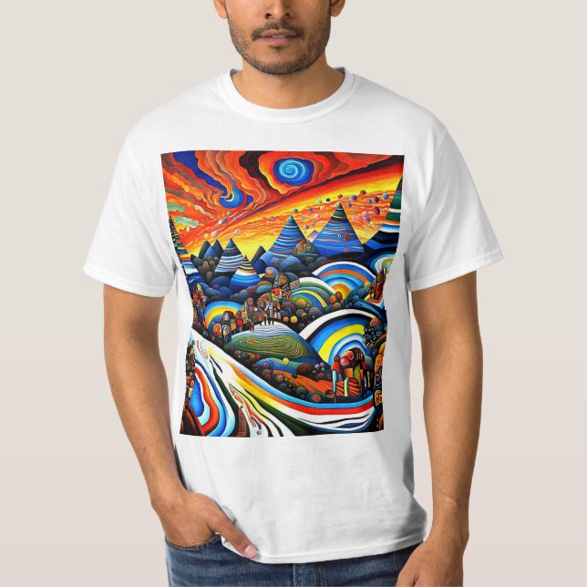 Mountain peaks at sunset 2 T-Shirt (Front)