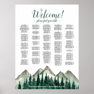 Mountain Peaks & Pine Alphabetical Seating Chart