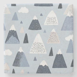 Mountain Peaks Scandinavian Pattern Stone Coaster