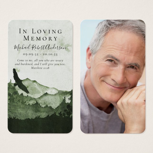 Mountain Photo Funeral Prayer Card (Front & Back)