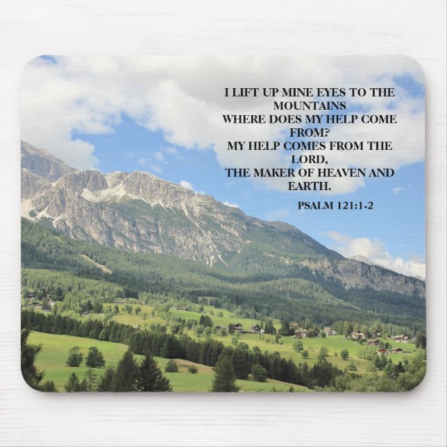 Mountain Photo Inspirational Christian Bible Verse Mouse Mat (Front)