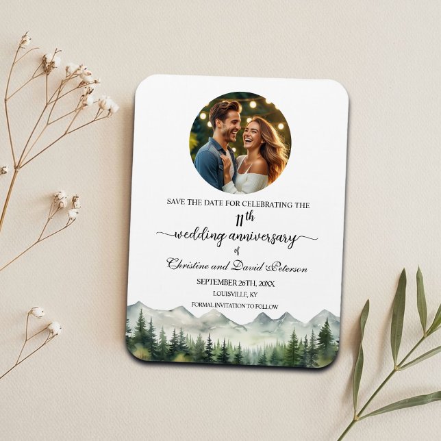 Mountain Pine 11 Wedding Anniversary Save the Date Magnet (Creator Uploaded)