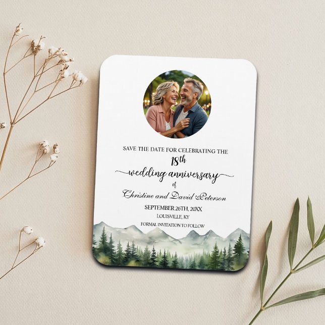 Mountain Pine 18 Wedding Anniversary Save the Date Magnet (Creator Uploaded)