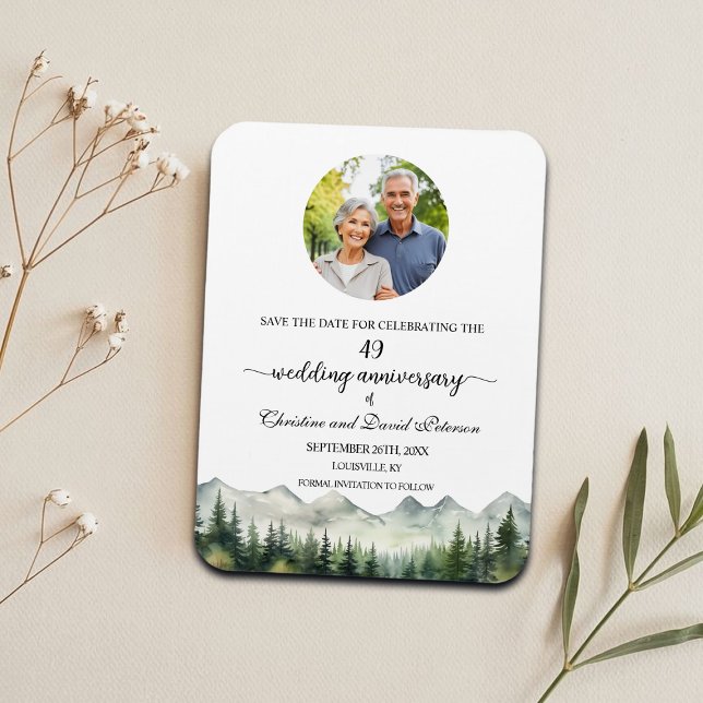 Mountain Pine 49 Wedding Anniversary Save the Date Magnet (Creator Uploaded)