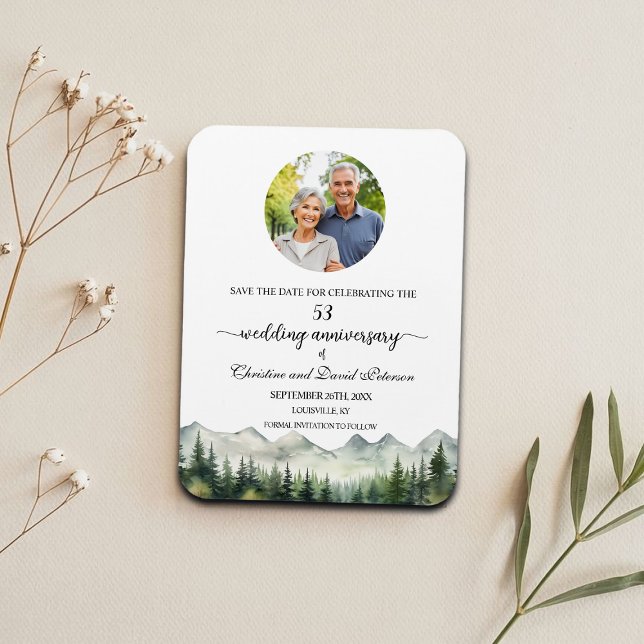 Mountain Pine 53 Wedding Anniversary Save the Date Magnet (Creator Uploaded)