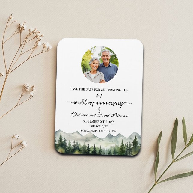 Mountain Pine 61 Wedding Anniversary Save the Date Magnet (Creator Uploaded)