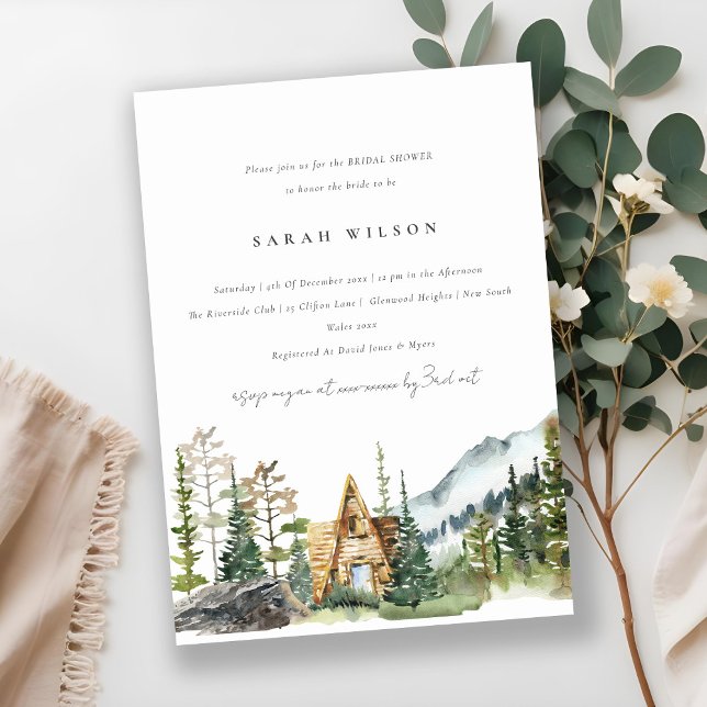 Mountain Pine Forest Cabin Bridal Shower Invite (Creator Uploaded)