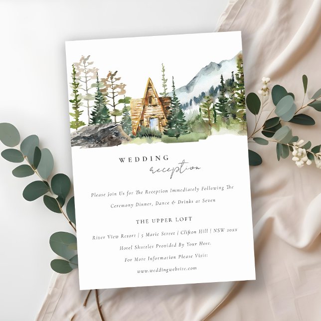 Mountain Pine Forest Wood Cabin Wedding Reception Enclosure Card (Creator Uploaded)