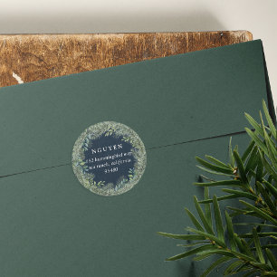 Mountain Pine Holiday Return Address Classic Round Sticker