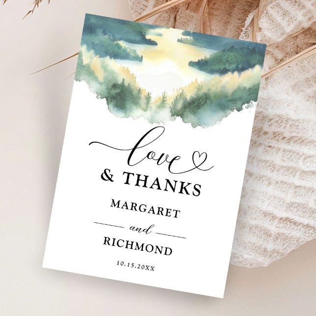 Mountain Pine Tree Boho Rustic Thank You Cards (Creator Uploaded)