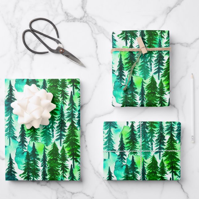 Mountain Pine Tree Forest  Wrapping Paper Sheet (Front)