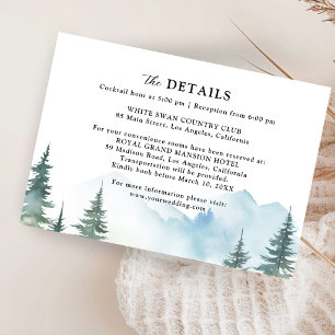 Mountain Pine Tree Landscape Rustic Wedding Detail Enclosure Card