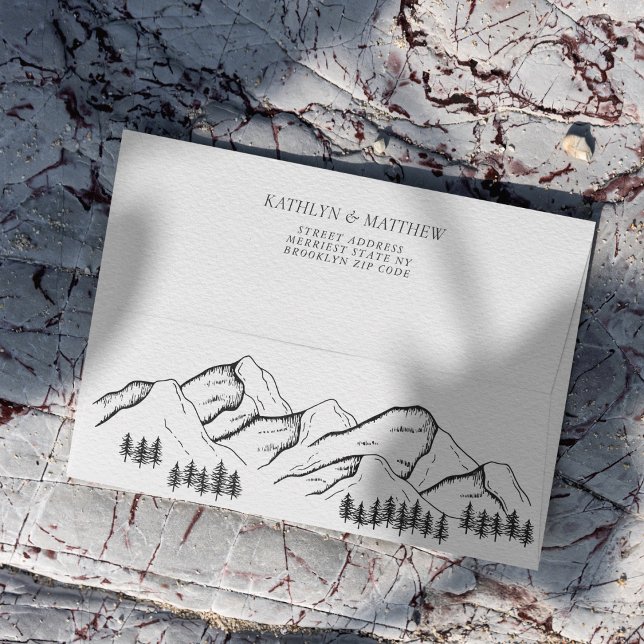 Mountain Pine Tree Minimalist Outdoor Wedding Envelope (Creator Uploaded)
