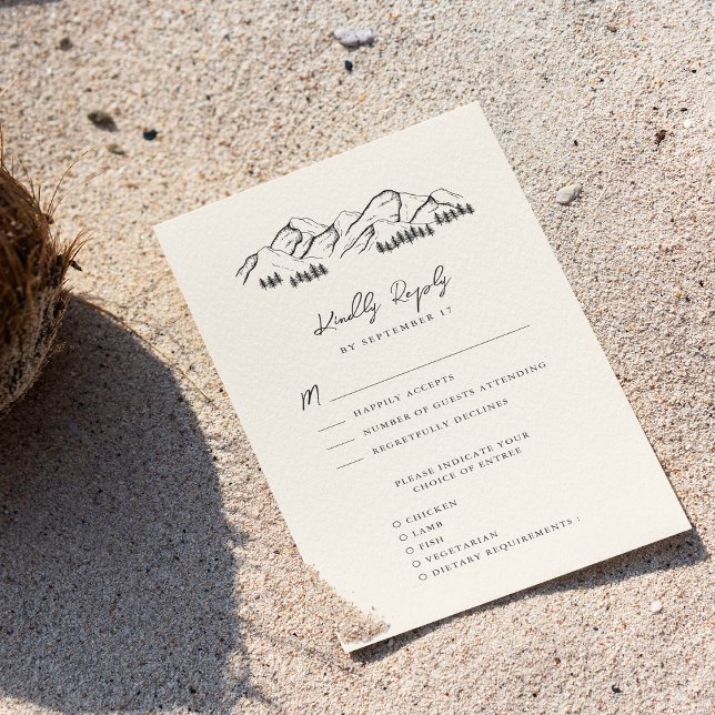 Mountain Pine Tree Minimalist Outdoor Wedding RSVP Card (Creator Uploaded)