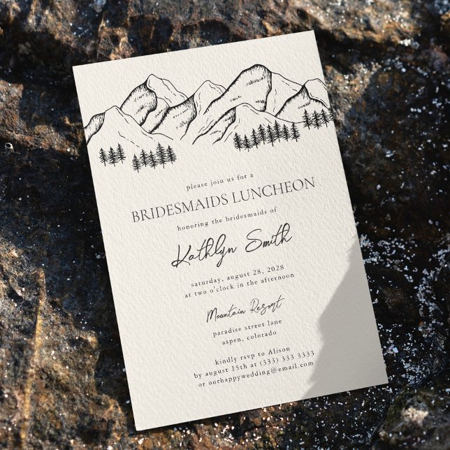 Mountain Pine Tree Outdoor Bridesmaids Luncheon Invitation (Creator Uploaded)