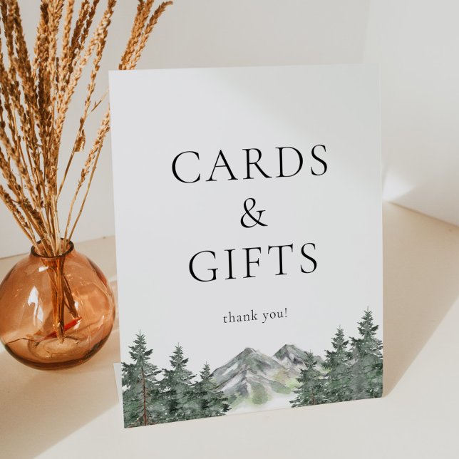 Mountain Pine Tree Wedding Cards and Gifts  Pedestal Sign (Creator Uploaded)