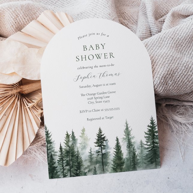 Mountain Pine Trees Baby Shower Arch Invitation (Creator Uploaded)