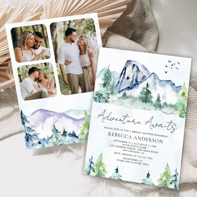 Mountain Pine Trees Forest Photo Bridal Shower Invitation (Creator Uploaded)