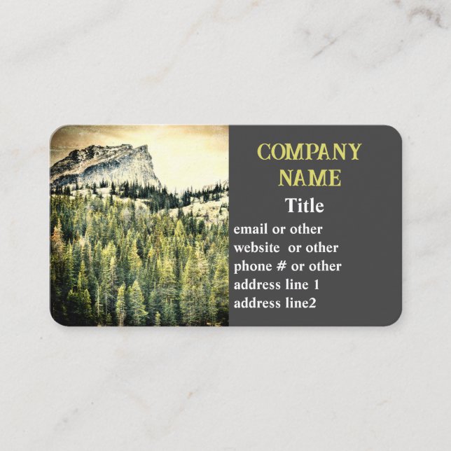 mountain pine trees nature photo art custom business card (Front)