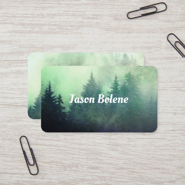 mountain pine trees nature photo art landscape business card (Front/Back In Situ)
