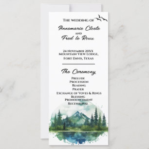 Mountain & Pine Trees Wedding Ceremony Program