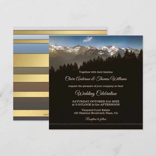Mountain Pine Trees Wedding Invitation (Front/Back)