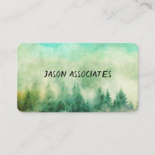 mountain pines nature art green and teal  business card