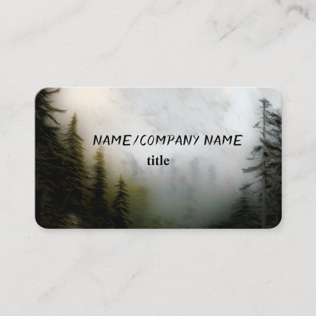 mountain pines with fog nature photo art business card (Front)