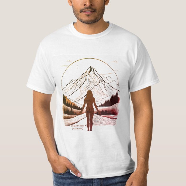 Mountain Pose Yoga Brown Gradient T-Shirt (Front)
