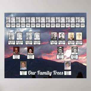 Mountain Purple Sunset Photo Two Family Trees  Poster