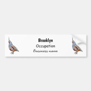 Mountain quail bird cartoon illustration bumper sticker