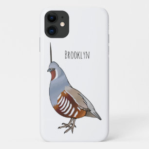 Mountain quail bird cartoon illustration iPhone 11 case
