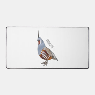 Mountain quail bird cartoon illustration  desk mat