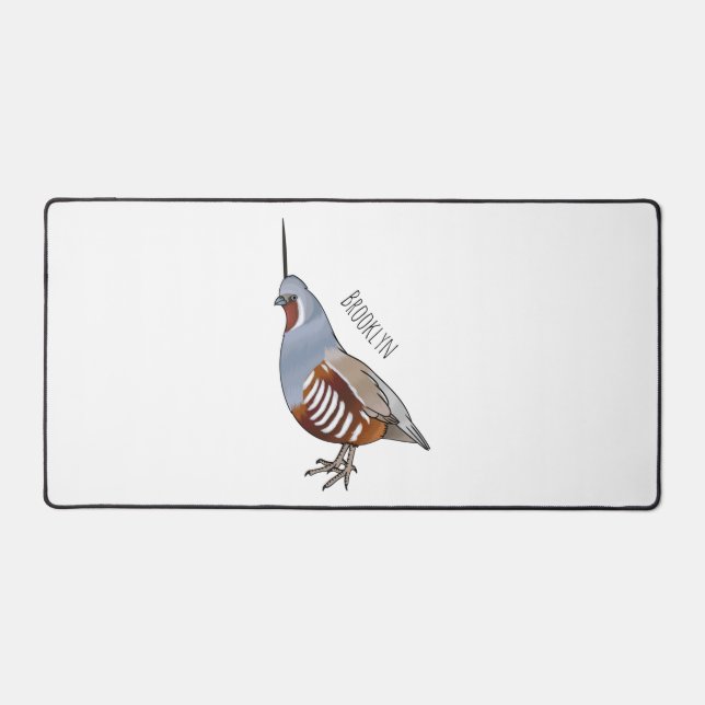 Mountain quail bird cartoon illustration  desk mat (Front)