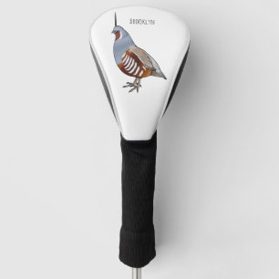 Mountain quail bird cartoon illustration  golf head cover