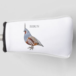 Mountain quail bird cartoon illustration  golf head cover