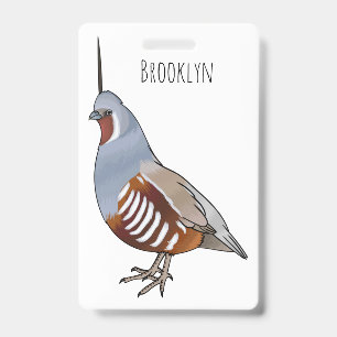 Mountain quail bird cartoon illustration ID badge
