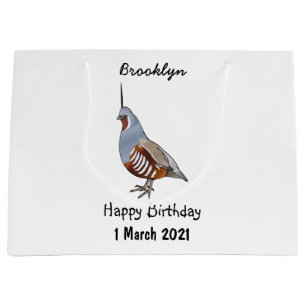 Mountain quail bird cartoon illustration large gift bag
