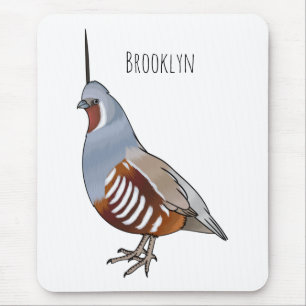 Mountain quail bird cartoon illustration mouse mat