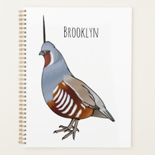Mountain quail bird cartoon illustration planner