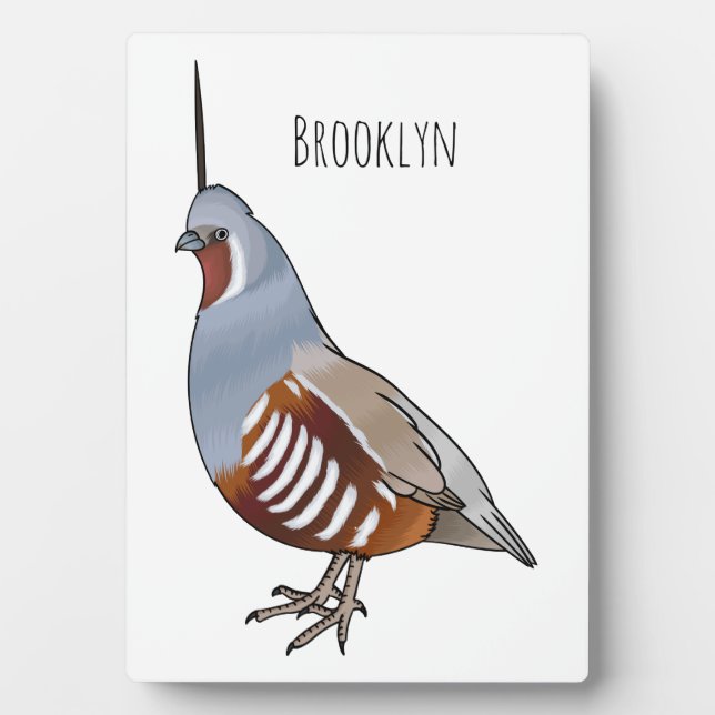 Mountain quail bird cartoon illustration  plaque (Front)