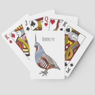 Mountain quail bird cartoon illustration playing cards