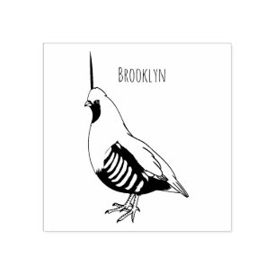 Mountain quail bird cartoon illustration rubber stamp