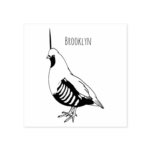 Mountain quail bird cartoon illustration rubber stamp (Imprint)