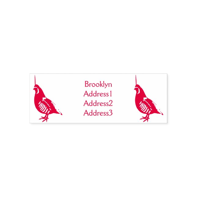 Mountain quail bird cartoon illustration self-inking stamp (Design)