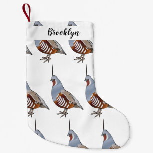 Mountain quail bird cartoon illustration small christmas stocking